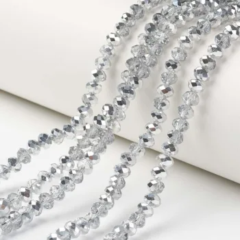 Cristal transparente y plateado 4x3mm