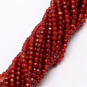Ágata roja facetada redonda 4mm