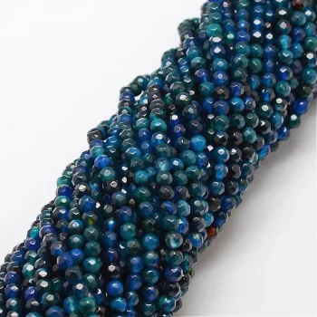 Ágata azul marino facetada redonda 4mm