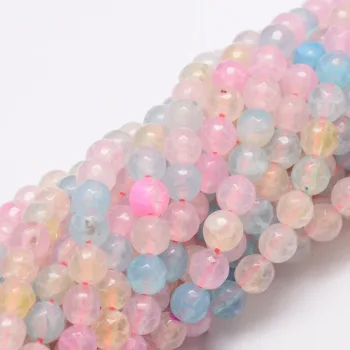 Ágata facetada multicolor pastel redonda 6mm