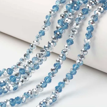 Cristal turquesa plateado 4x3mm