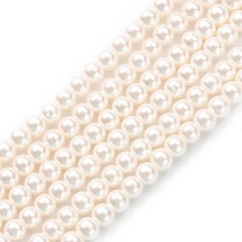 Perla de vidrio redonda crema 5mm