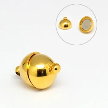 Cierre magnético con via redondo acero inoxidable dorado 15x10mm