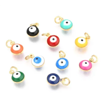 Ojo turco baño oro 18k y enamel multicolor redondo 9x6x4mm