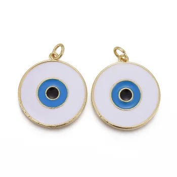 Ojo turco blanco baño oro 18k y enamel 22x20x2mm