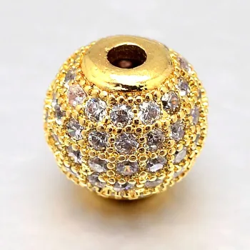 Balín baño oro 18k y micropave zirconia transparente 8mm