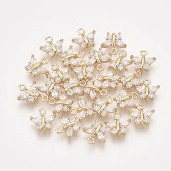 Mariposa baño oro 18k y zirconia transparente 8x9x2mm