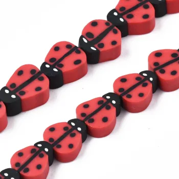 Mariquita fimo roja negra 12x7.5x5mm