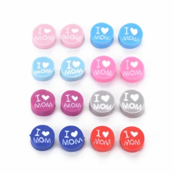 Fimo redondo plano "I LOVE MOM" multicolor 9x4.5mm