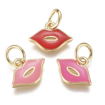 Labios baño oro 18k y enamel multicolor 8x11x1mm