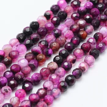 Ágata facetada mix rosado y morado, 4mm