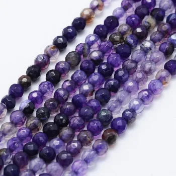 Ágata natural facetada morada indigo, 4mm