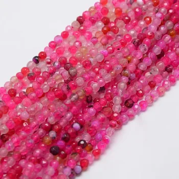 Ágata facetada rosado fuerte mix 4mm