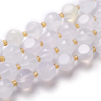 Ágata calcedonia blanca facetada 9.5x10mm
