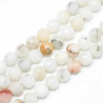 Ágata facetada blanca beige redonda 6mm