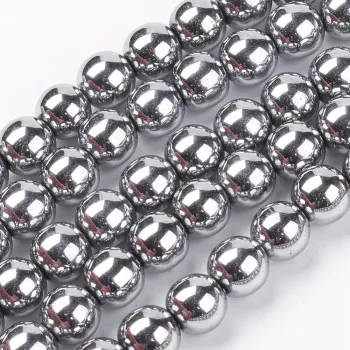 Hematite redondo plateado 8mm