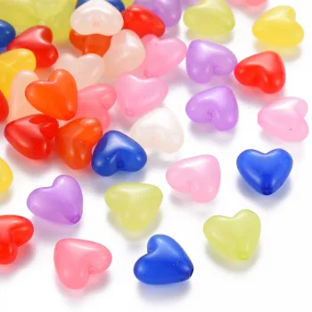 Corazón acrílico transparente multicolor 10x10x5.5mm
