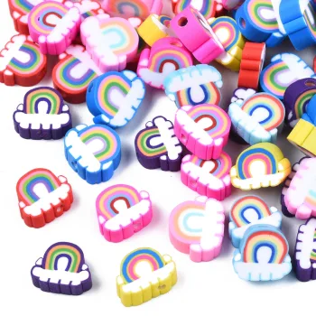 Arcoiris y nube fimo multicolor 10x12x5mm
