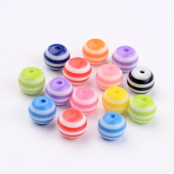 Abalorio de resina rallado multicolor 10mm