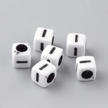 Letra I acrílica blanca y negra 6x6x6mm