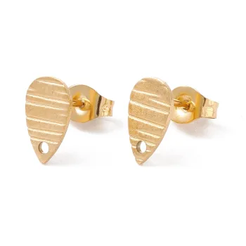 Base arete gota labrada acero inoxidable dorada 10x6mm