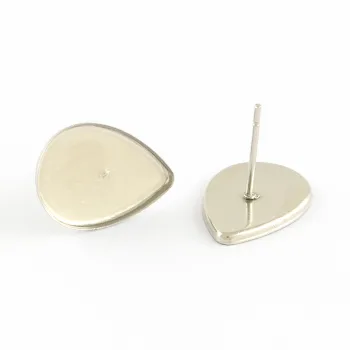 Base arete resina gota acero inoxidable plateada 11x15mm