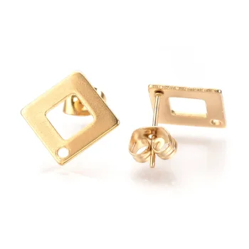 Base arete rombo hueco acero inoxidable dorado 14mm