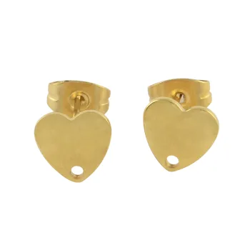 Base de arete corazon acero inoxidable dorado 8x8mm