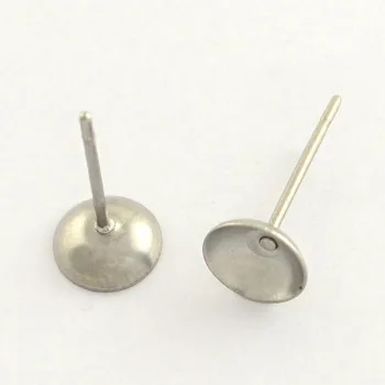 Base de arete capuchon acero inoxidable plateado 6mm