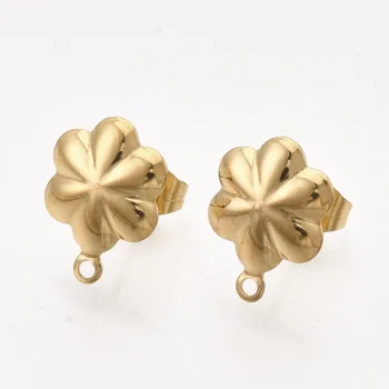 Base arete flor acero inoxidable dorado 13x10mm
