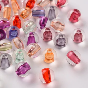 Abalorio redondo acrílico multicolor transparente 8x7mm