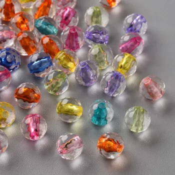 Abalorio redondo acrílico multicolor transparente 6x5.5mm