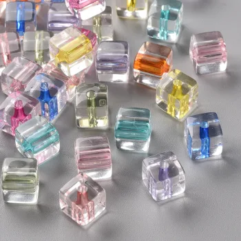 Cubo acrílico transparente multicolor 8x7x7mm