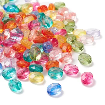 Abalorio ovalado acrílico multicolor 10x8x5.5mm