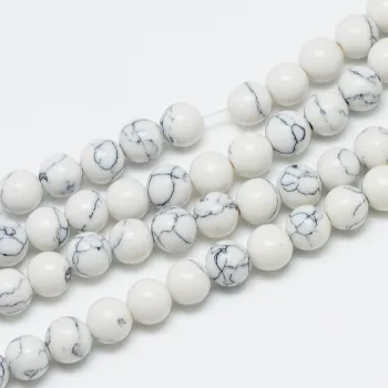 Howlite blanco veteado redondo 6mm