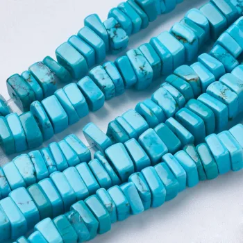 Howlite cuadrado plano turquesa 5x5mm