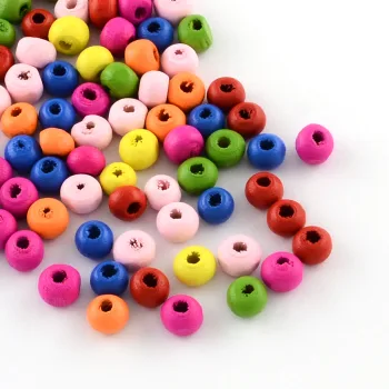 Abalorio madera redondo multicolor 7x5mm