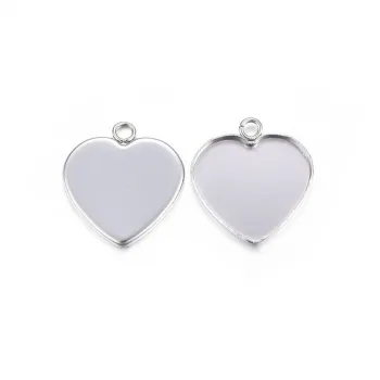 Base resina dije corazón plateado 14x11x1.5mm