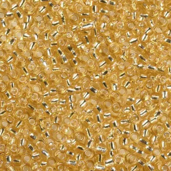 Mostacilla redonda dorada transparente 3mm