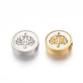 Árbol de la vida nácar entrepieza dorada 10x3mm