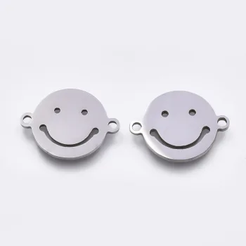 Carita feliz conector plateada 12.5x16.5x1mm