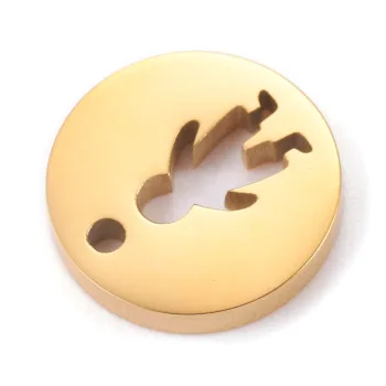 Medalla con silueta de niño acero inoxidable dorado 12x1.4mm