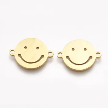 Carita feliz conector dorada 12.5x16.5x1mm