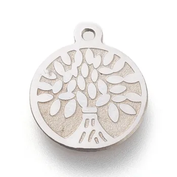 Árbol de la vida dije redondo plateado 13.5x11.5x0.5mm