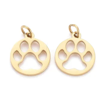 Patita de perro silueta dije dorado  9.5x8x1.5mm