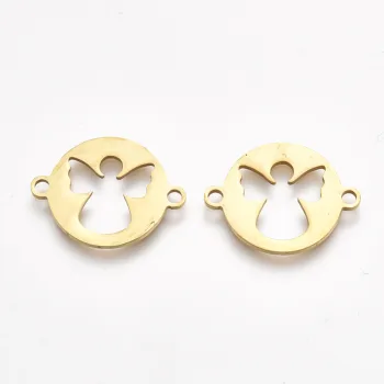 Ángel silueta conector dorado 15.5x20x1mm