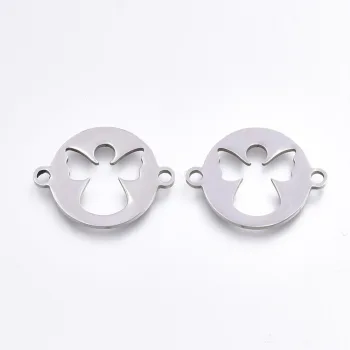 Ángel silueta conector plateado 15.5x20x1mm