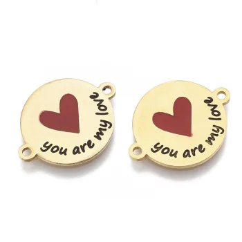 Corazón "You Are My Love" conector dorado 16x21x1mm
