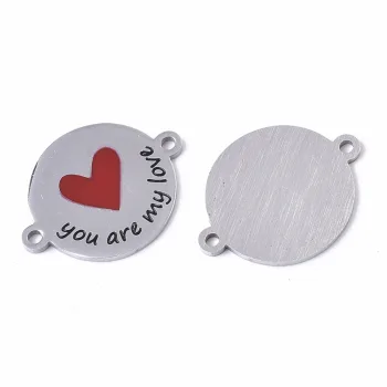 Placa corazón "You Are My Love" conector plateado 16x21x1mm
