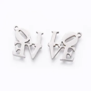 LOVE dije plateado 13x13x1.5mm